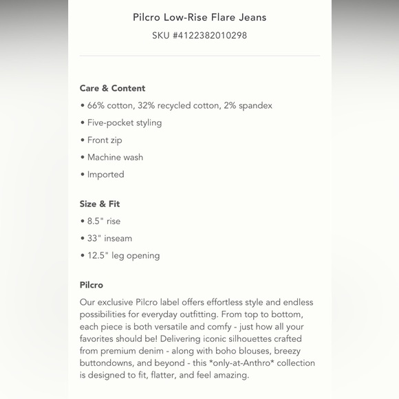 Anthropologie NWT Pilcro Low-Rise Jeans Size 32. - Picture 5 of 14